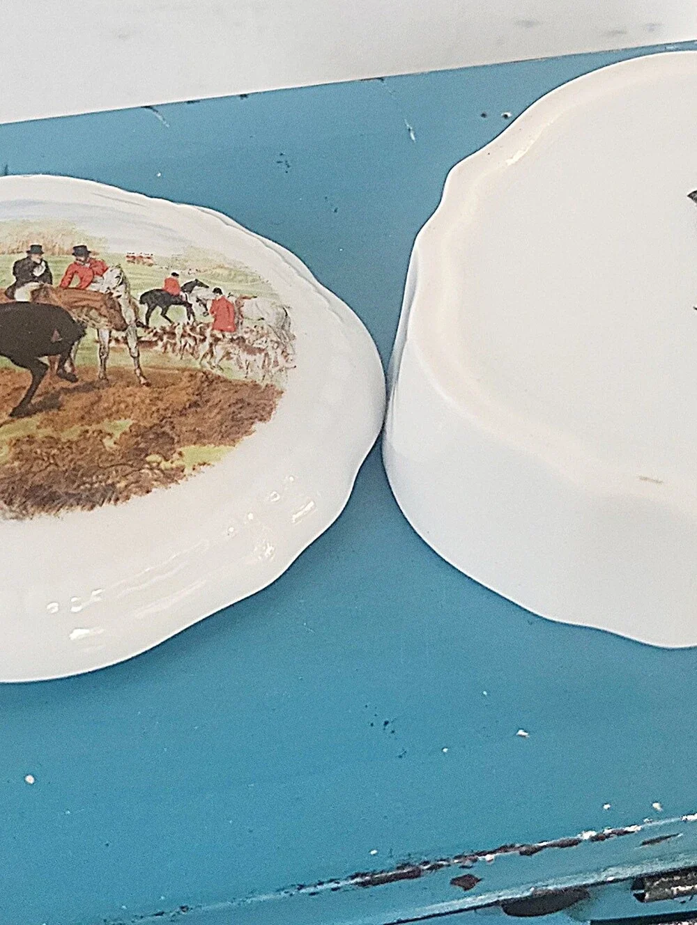 Vintage J.F. Herring Son Equestrian Fox Hunt Bone China Trinket Box The Huntsman
